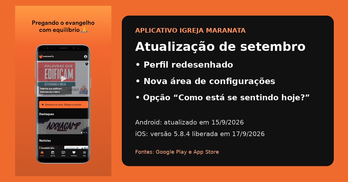 Aplicativo da Igreja Maranata ganha novo perfil e check-in de bem-estar