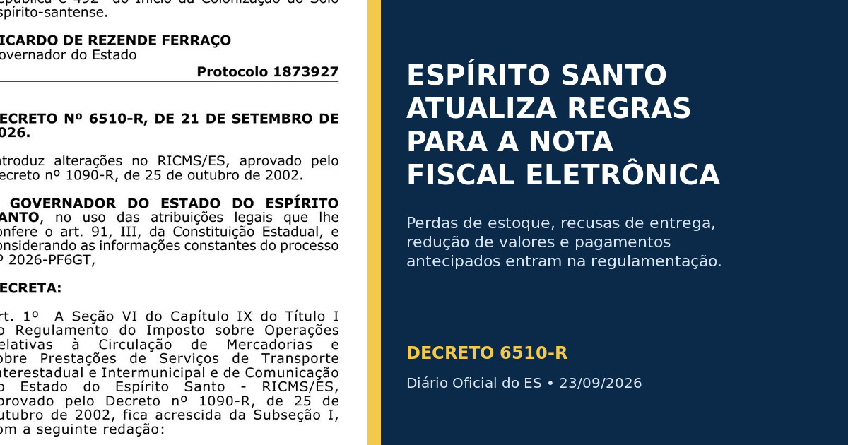 ES atualiza regras da NF-e para perdas de estoque e entregas recusadas