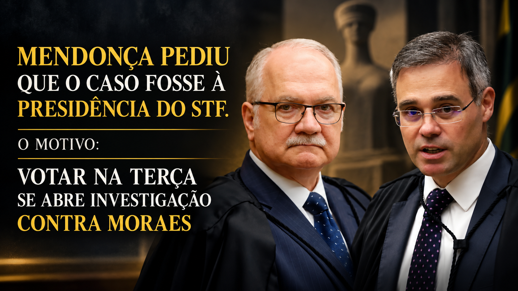 Mendonça pediu que o caso fosse à Presidência do STF. O motivo: votar na terça se abre investigação contra Moraes