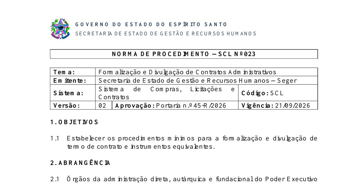 Espírito Santo atualiza regras para formalizar e divulgar contratos administrativos