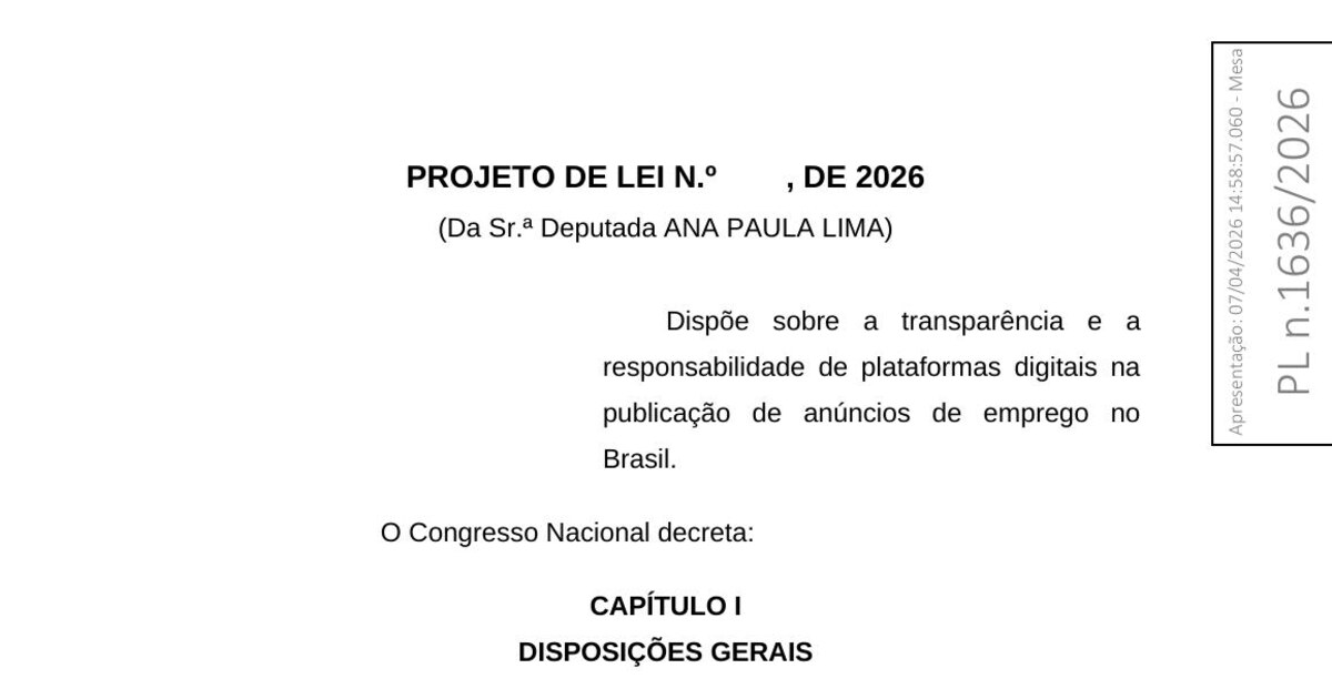 Projeto cria deveres para plataformas contra vagas falsas e tráfico de pessoas