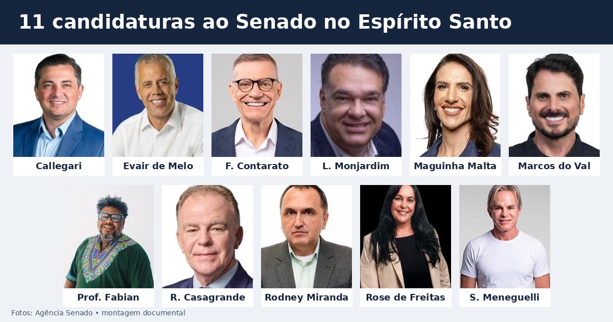 ES tem 11 candidaturas ao Senado com registros deferidos; veja a lista