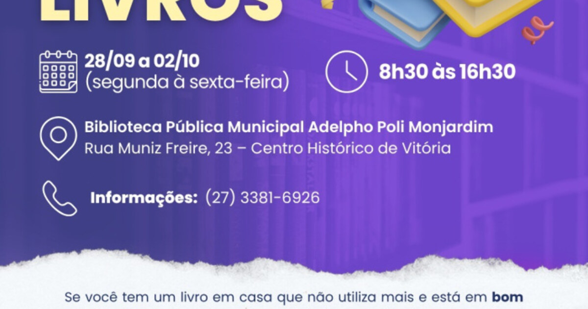 Biblioteca de Vitória abre semana de troca de livros no Centro Histórico