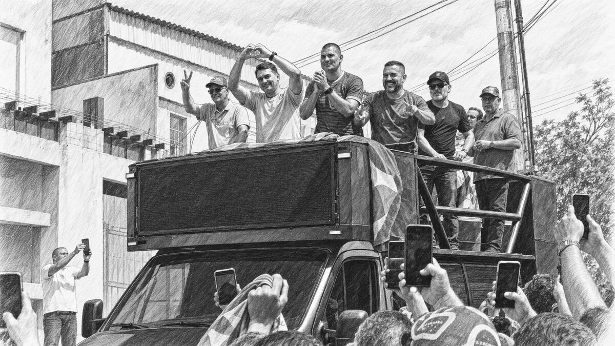 Flávio faz carreata em São Gonçalo e promete receber faixa do pai