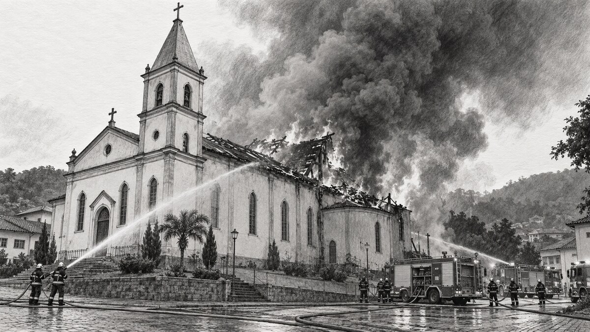 Incêndio danifica Igreja Matriz São José em Santa Catarina