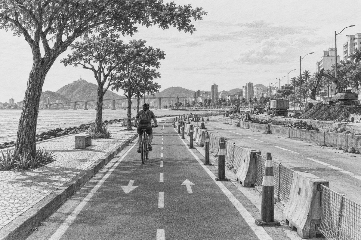 Ciclovia provisória reorganiza trecho da Beira-Mar em Vitória