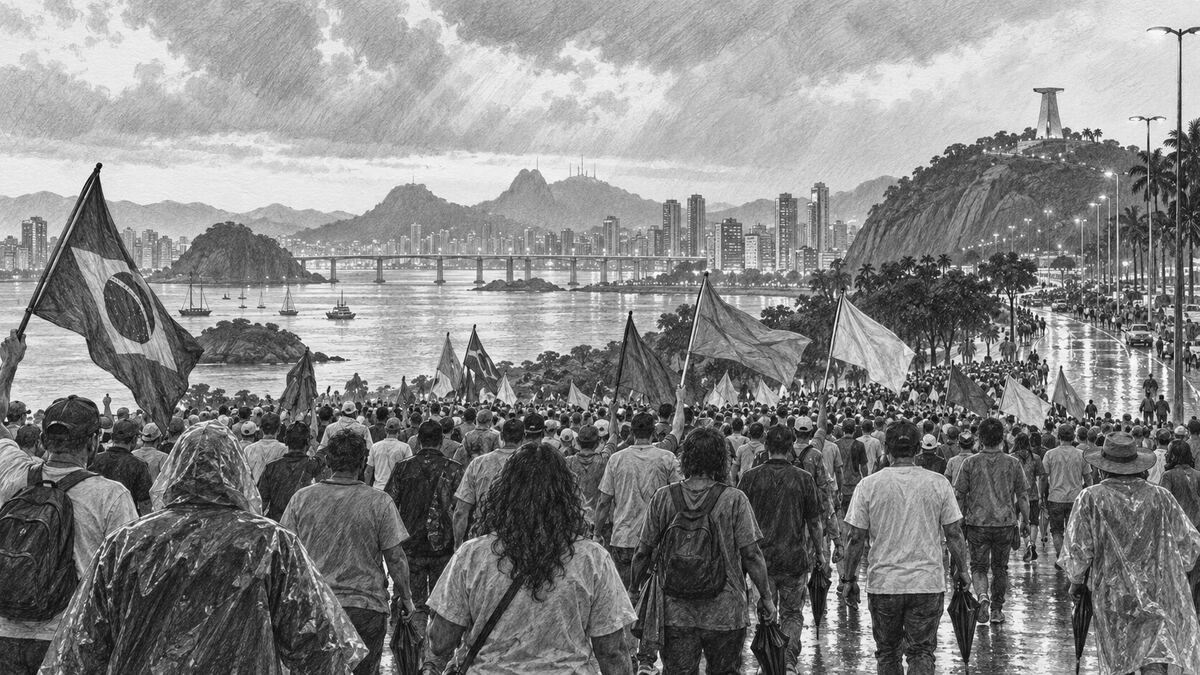 Caminhada pró-Lula avança sob chuva até Praça do Papa