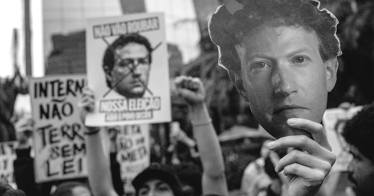 Manifestantes pró-Lula criticam suposta ingerência eleitoral da Meta em ato na frente da empresa