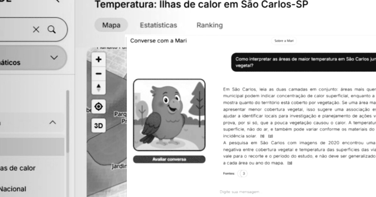 Mari: IA da USP permite consultar mapas de calor e vegetação por voz