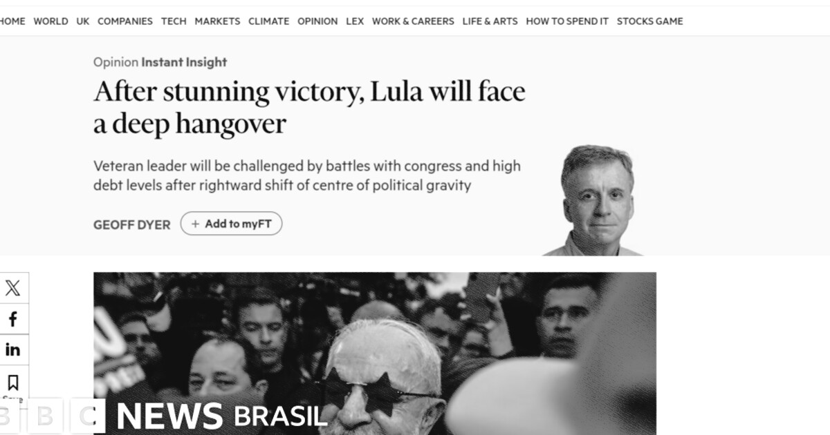 'Sobrevivente', 'estadista', 'ressaca à vista': a vitória de Lula na imprensa internacional - BBC News Brasil